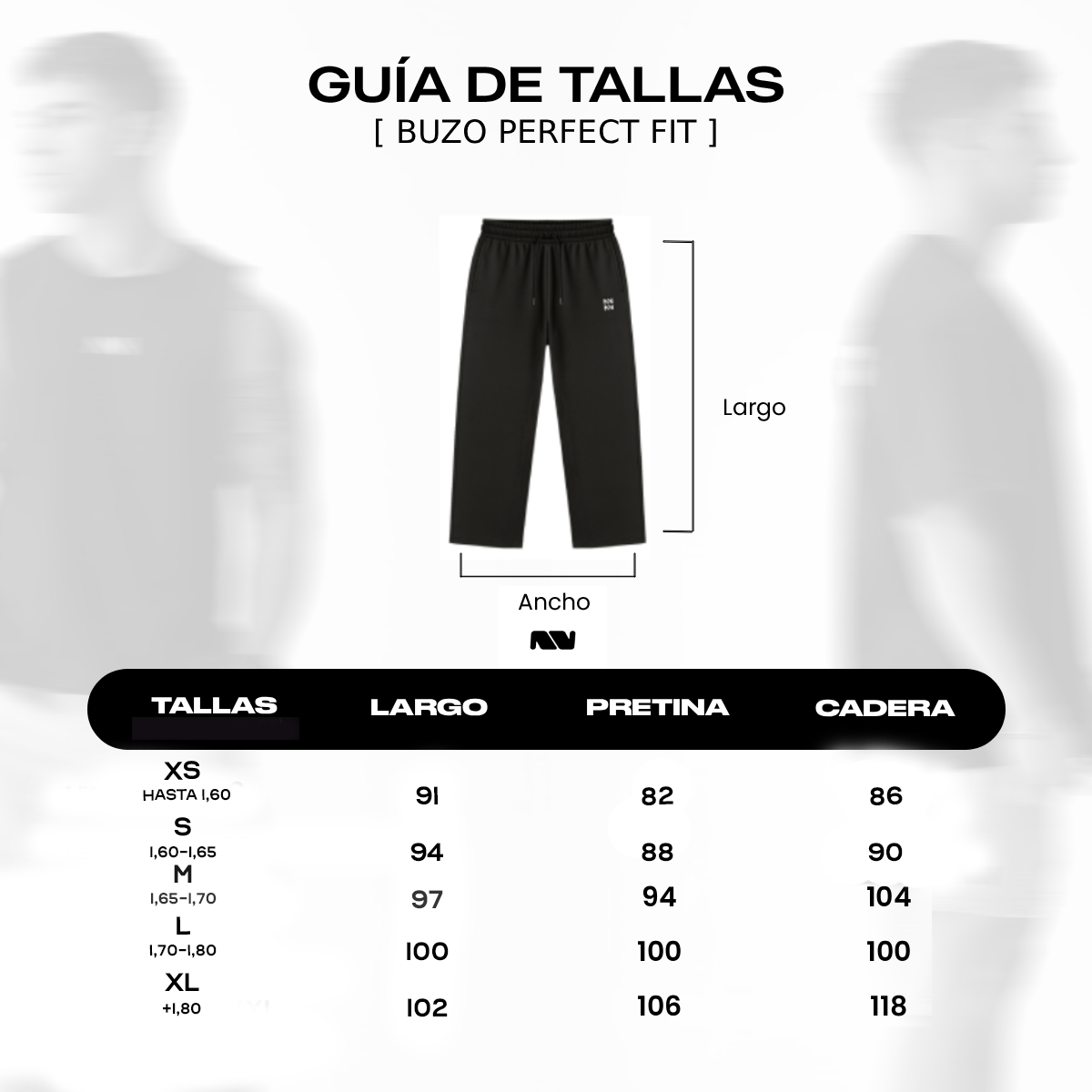 BUZO RECTO NEGRO WASHED PERFECT FIT® 100% ALGODON