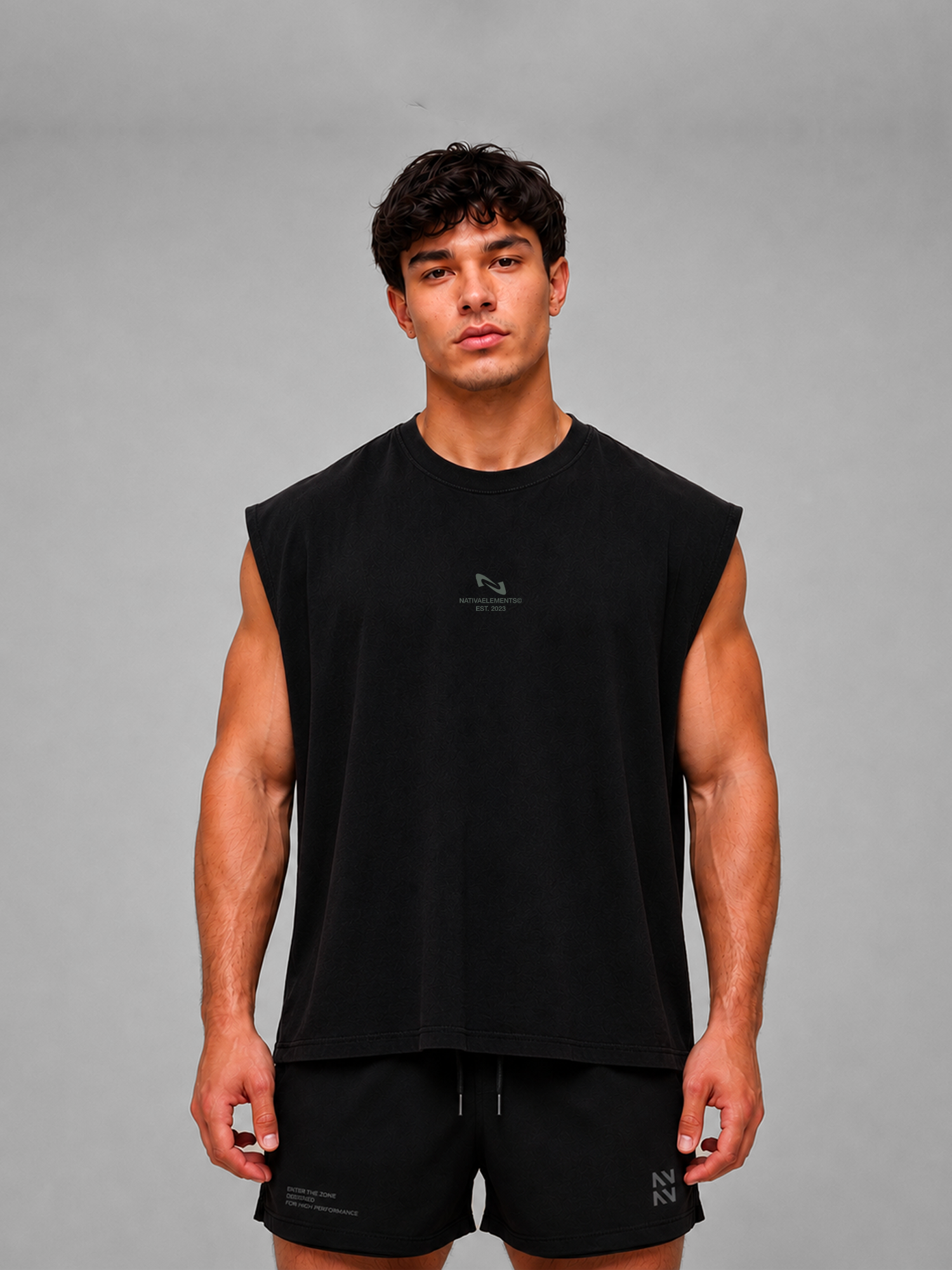 POLERA MUSCULOSA SIN MANGAS NEGRA TANK® 100% ALGODÓN