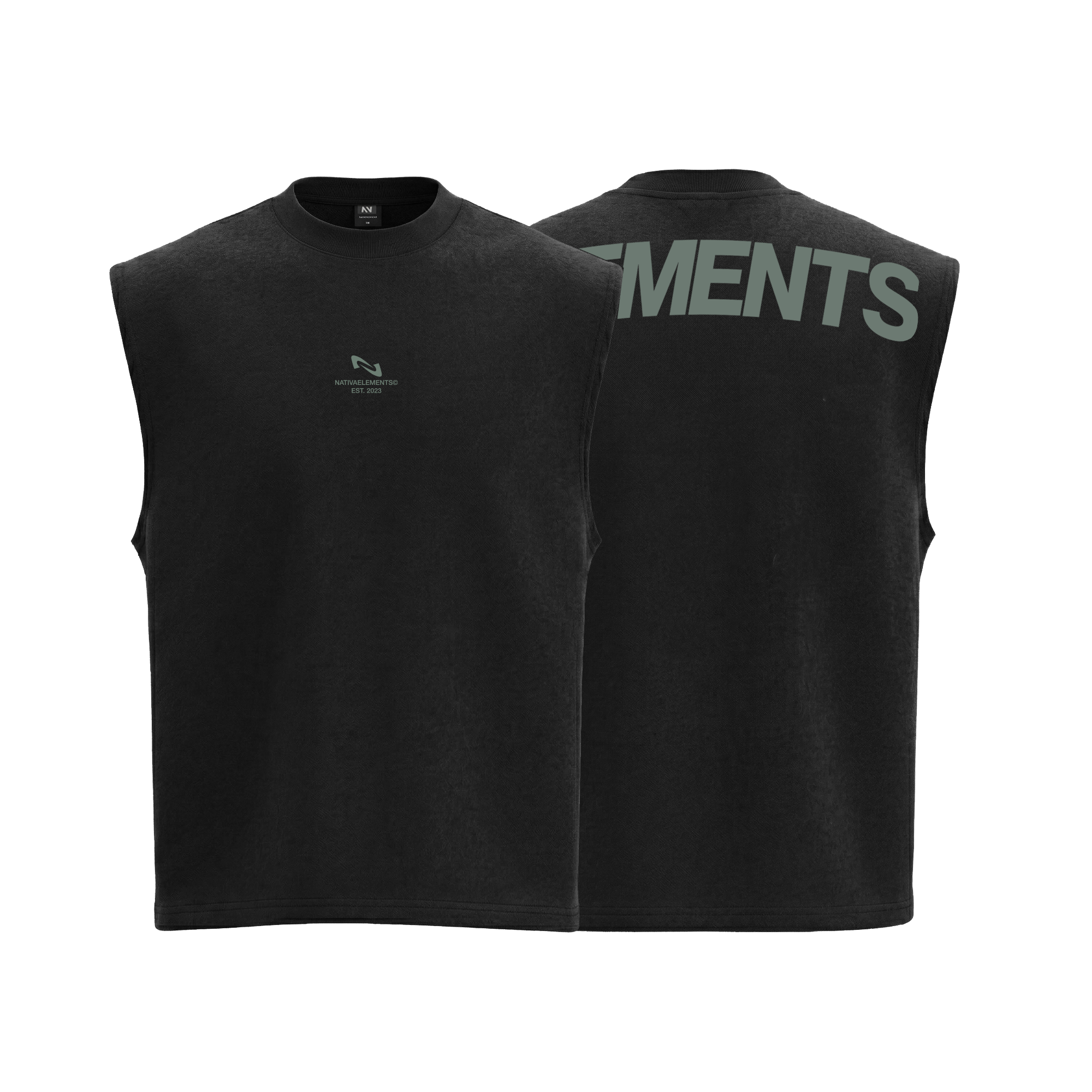 POLERA MUSCULOSA SIN MANGAS NEGRA TANK® 100% ALGODÓN